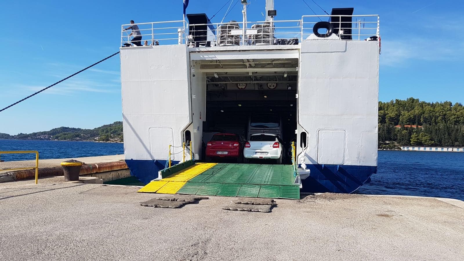 Cars loading onto ferry at a Croatian island port
