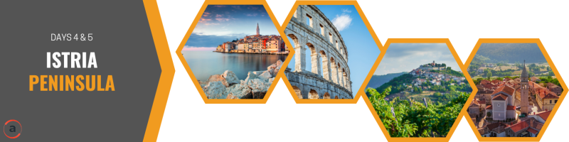 Istria Peninsula highlights — Rovinj waterfront, Pula Arena, hilltop villages and medieval architecture